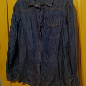ZARA GRAPHIC DENIM BUTTON DOWN SHIRT FOR WOMEN